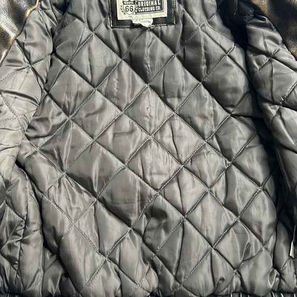 Kids Vintage Route 66 Original Clothing Co. Leather Jacket With Sherpa Collar - Picture 7 of 10
